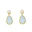 Pendientes en forma de gota azul y una circonita blanca de oro 18k